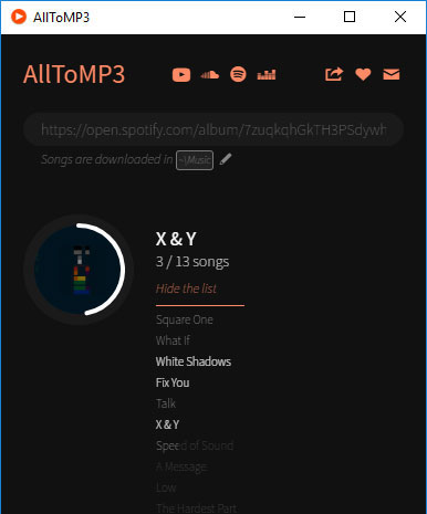 AlltoMP3でSpotify MP3変換