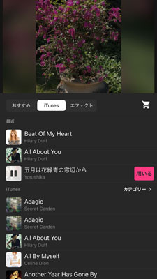 変換されたSpotifyの曲をInShotにBGMとして使用