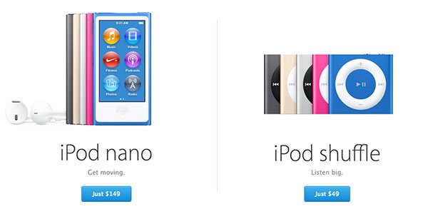 iPod NanoとiPod Shuffle