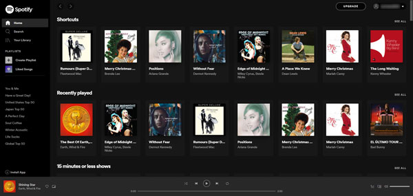 Spotifyウェブプレーヤーインタフェース