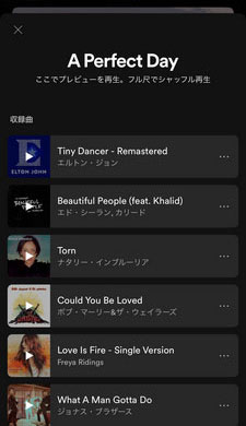 iPhoneでSpotifyのインターフェース